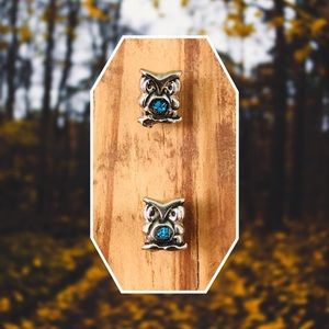 Vintage turquoise Owl Stud Earrings